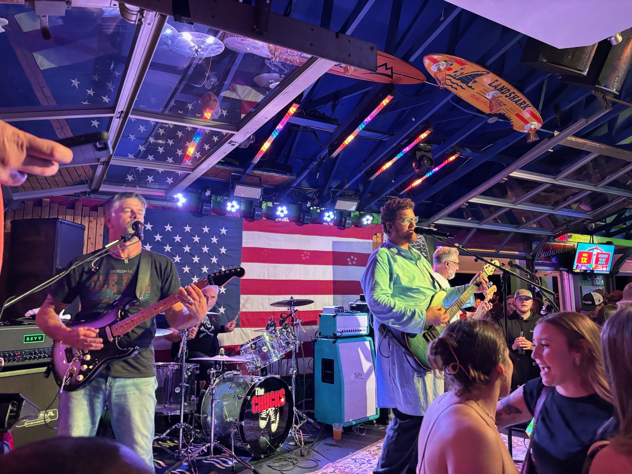 The Chucks playing to a crowded club with Tony at the drums